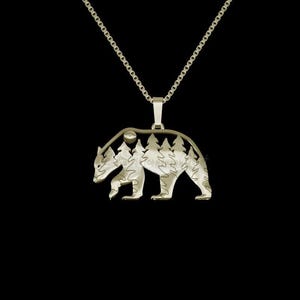 14k Gelbgold Bär Halskette, Krafttier Anhänger, Wildtier Schmuck, Geschenk für Bären Liebhaber