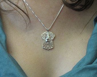 Flat Coated Retriever- sterling silver pendant and necklace