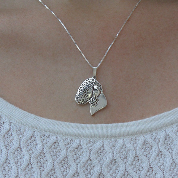 Bedlington Terrier - sterling silver pendant and necklace.