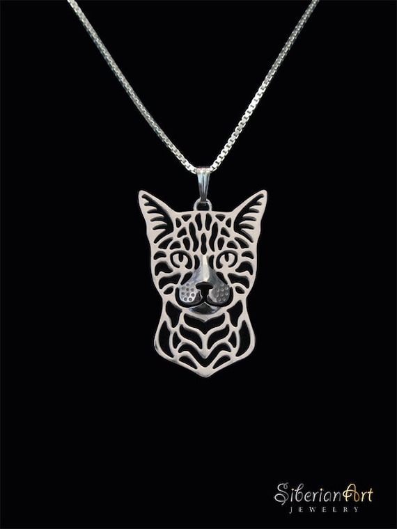 Bengal cat jewelry sterling silver pendant and necklace