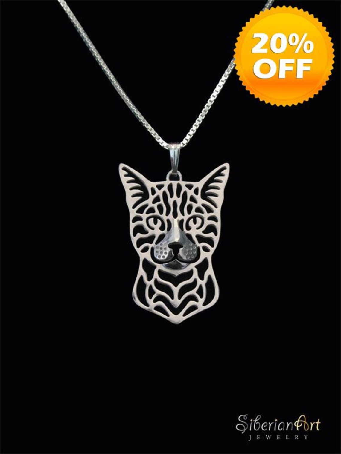 Bengal Cat Jewelry Sterling Silver Pendant and Necklace Etsy