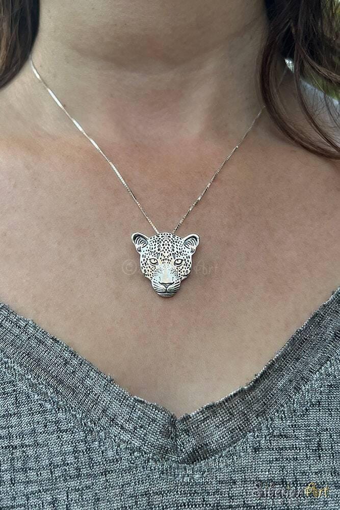 925 Sterling Silver Wild Leopard African Leopard Necklace