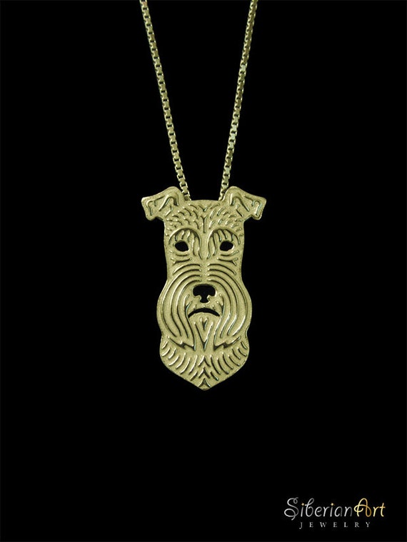 Miniature schnauzer - Solid Gold pendant and necklace