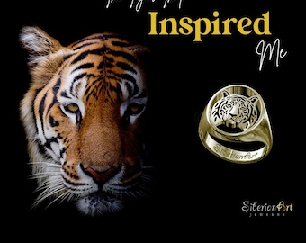 Anello in argento sterling 925 con tigre e gatto, regalo per gli