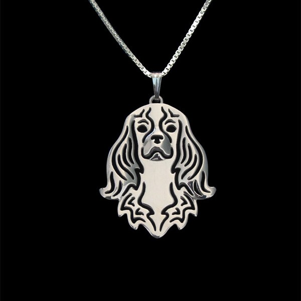 Cavalier King Charles - collier et pendentif en argent sterling