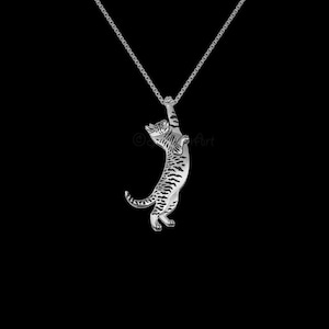 925 Sterling Silver Necklace - Playful Cat Pendant, Playful Cat Necklace Gift For Cat Lovers, Handmade Cat Jewelry, Silver Fine Jewelry