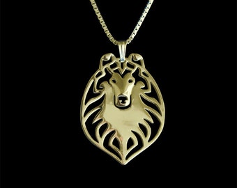 Rough Collie - Solid Gold pendant and necklace.