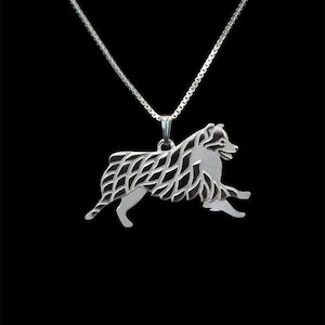 925 Sterling Silver Leaping Australian Shepherd Necklace Gift For Dog Lovers Dog Necklace Pet Jewelry Dog Memorial Dog Keepsake Dog Loss Pet