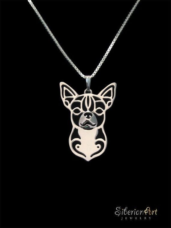 Collar de chihuahua de plata de ley 925, regalo para amantes de