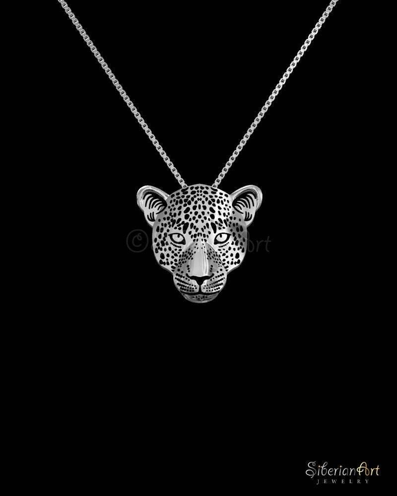 925 Sterling Silver Wild Leopard African Leopard Necklace