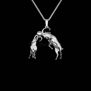 Wild Goat Nubian Ibex Pendant Silver Necklace - 925 Sterling Silver, Necklace Wild Animal Jewelry, Fancy Silver Jewelry, Classic Charm