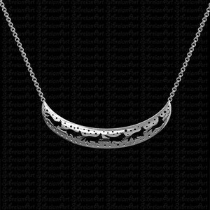 3D Cardigan Welsh Corgi crescent necklace - sterling silver