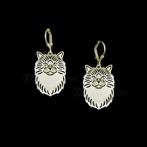 14k Yellow Gold Pet Cat Ragdoll Cat Earrings Gift For Cat Lovers Cat Earrings Pet Jewelry Cat Memorial Cat Keepsake Handmade