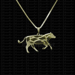 14k Yellow Gold Pet Cow Cow Necklace Gift For Cow Lovers Cow Necklace Pet Jewelry Cow Memorial Cow Keepsake Handmade Family Animal Jewelry