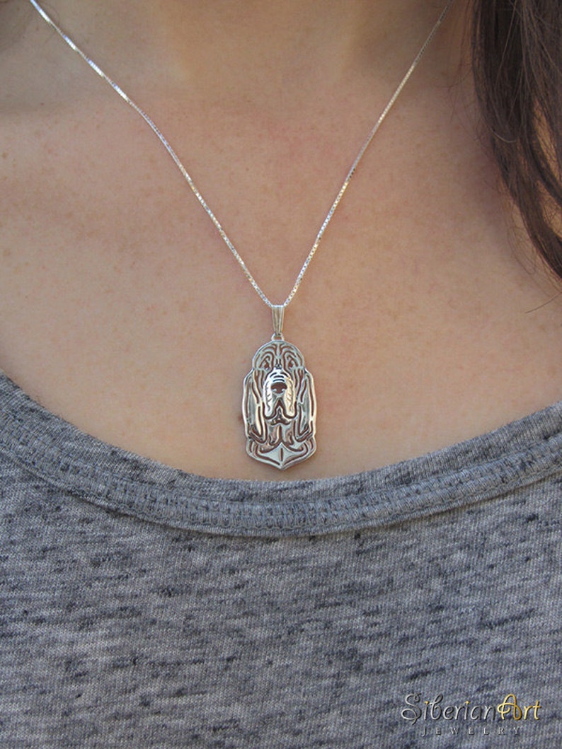 Bloodhound sterling silver, dog jewelry pendant and necklace image 2