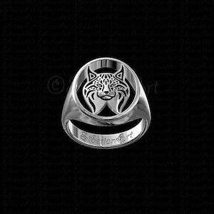 925 Sterling Silver Pet Cat Iberian Lynx Ring Gift For Cat Lovers Cat Ring Pet Jewelry Cat Memorial Cat Keepsake Family Animal Jewelry