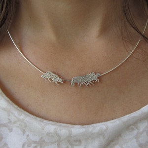 Working Border Collie and Sheep necklace - sterling silver