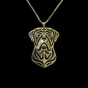 Collar de dogo de Burdeos en oro amarillo de 14 k, regalo para amantes de los perros, collar para perros, joyas para mascotas, recuerdo para perros, regalo personalizado para mascotas, raro