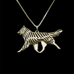 14k Yellow Gold Belgian Groenendael Necklace Gift For Dog Lovers Dog Necklace Pet Jewelry Dog Memorial Dog Keepsake Rare Pet Handmade