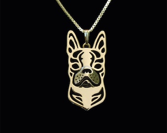 Boston Terrier - Solid Gold pendant and necklace