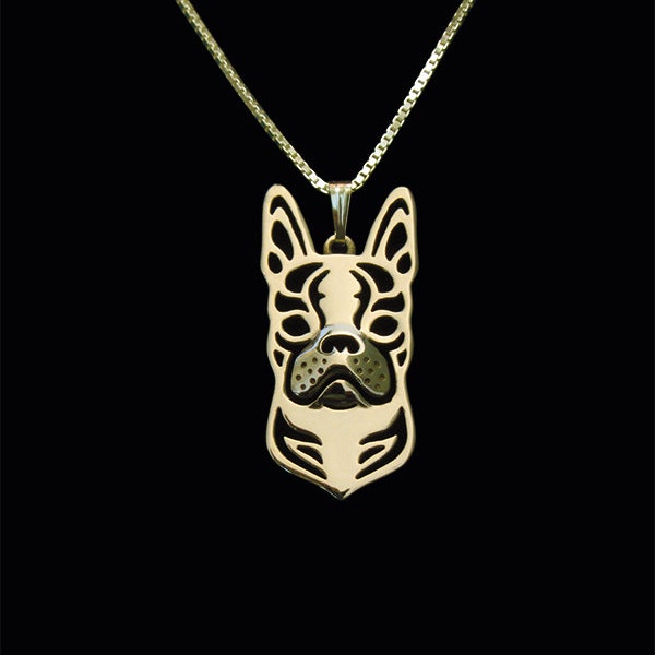 Boston Terrier - Solid Gold pendant and necklace