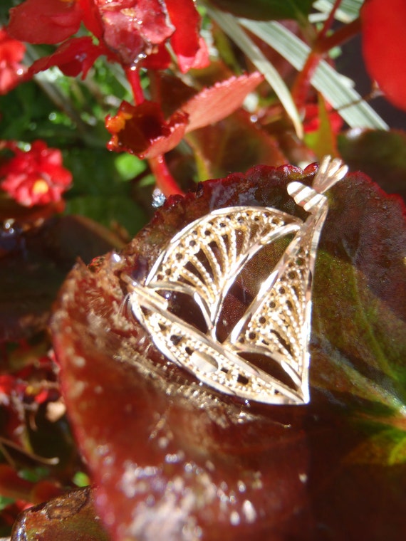 Solid 14k Yellow Gold Sail Boat Pendant