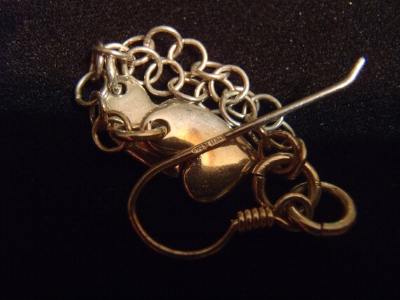 Italian Solid Sterling Silver Dangling Heart Earr… - image 5