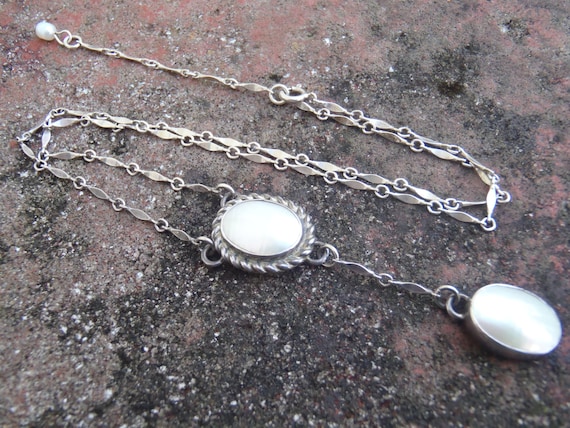 Solid Sterling Silver and Mother of Pearl Necklace - image 1