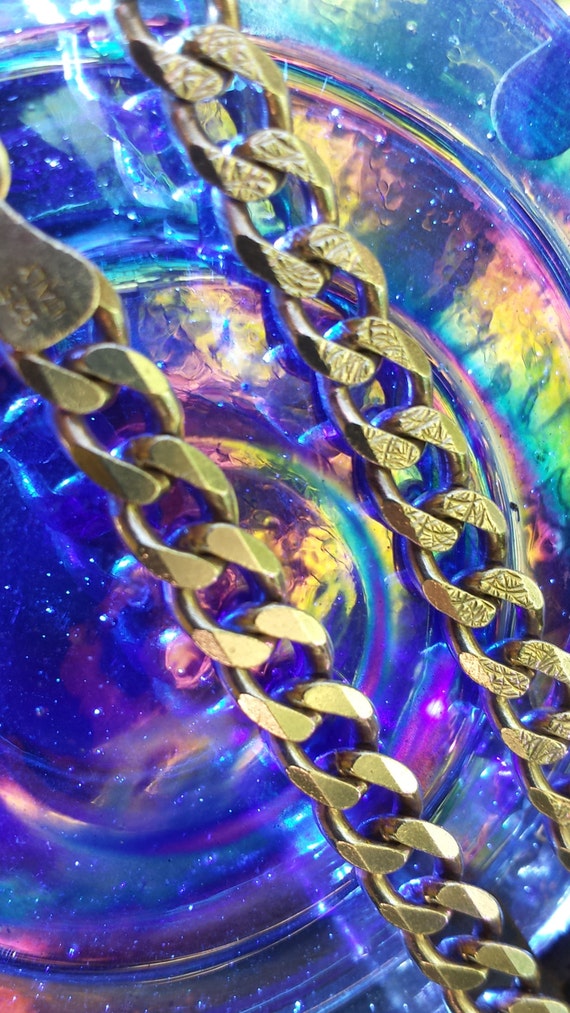 Solid Sterling Silver Textured Curb Link Necklace… - image 1