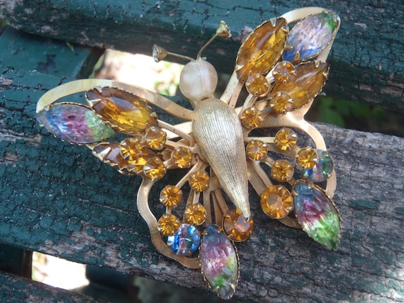 Designer Selini Multi-color Butterfly Brooch - image 2