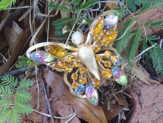 Designer Selini Multi-color Butterfly Brooch - image 1