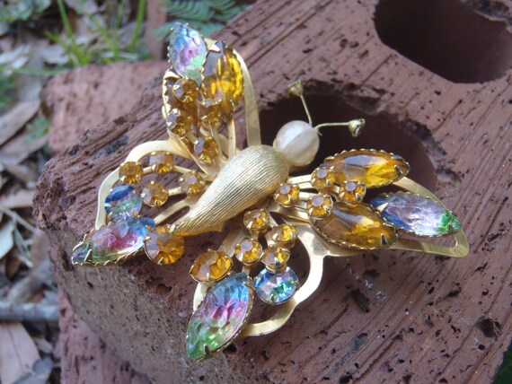 Designer Selini Multi-color Butterfly Brooch - image 4