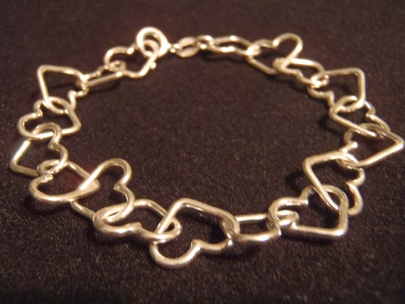 Italian Solid Sterling Silver Heart Bracelet