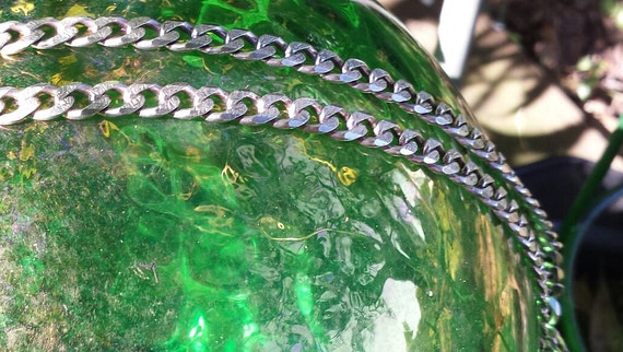 Solid Sterling Silver Textured Curb Link Necklace… - image 4