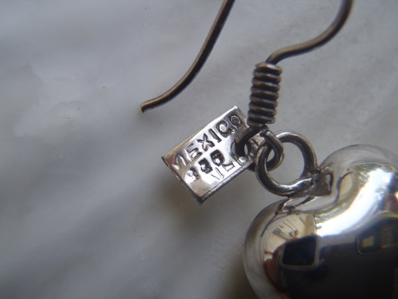 Solid Sterling Silver Mexican Heart Earrings - image 4