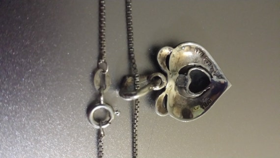 Solid Sterling Silver Box Chain and Marcasite Hea… - image 3