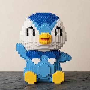 Piplup Micro Brick Figure 1234 Pcs - Cute Penguin Building Block Model - 14cm Collectible Display Kit - Gift for Gamers