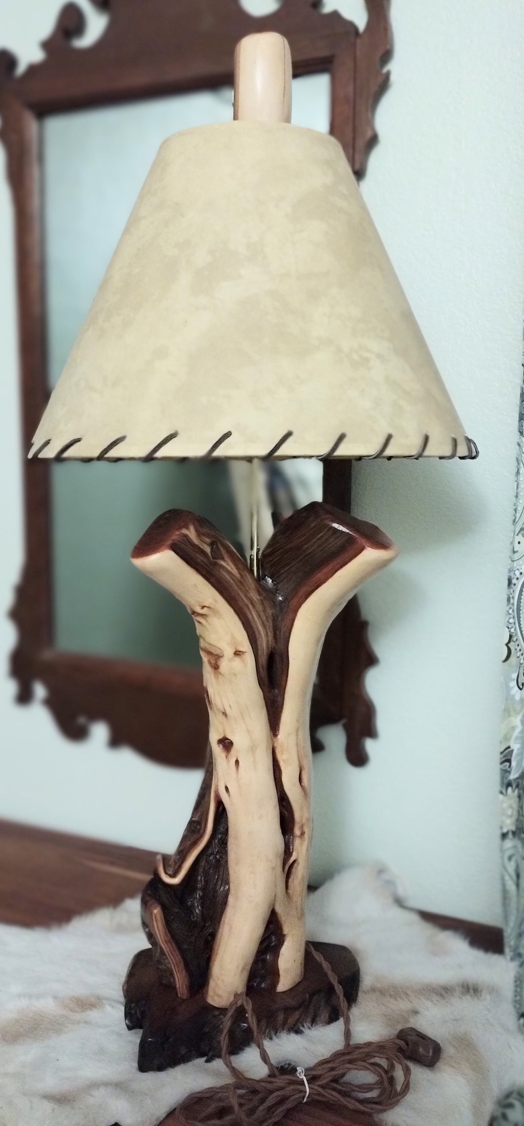 Manzanita Table Lamp With Mesquite Base Etsy