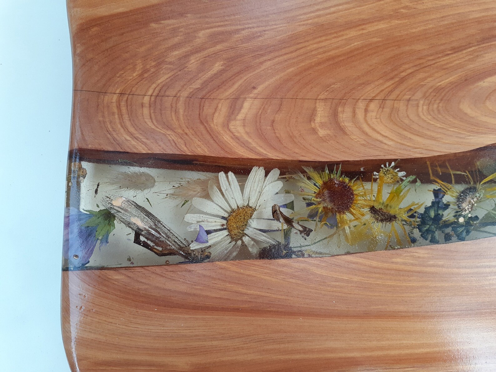 Dried Flowers in Resin Filled Wood Cutting Board / Charcuterie Etsy