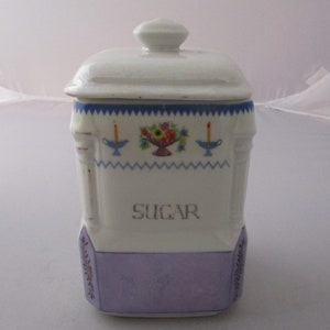 Vintage Hand Painted Sugar Cannister, Kitchenware, Jar, Decor