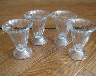 Vintage Pressed Glass Ice Cream Sundae/Parfait Glasses, Set of Four