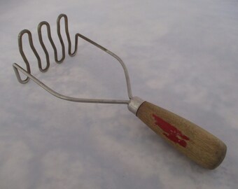 Blue Grey with White with Handle Stainless Steel Gadget BONNY Potatoe Masher Etsys Vintage Kitchen
