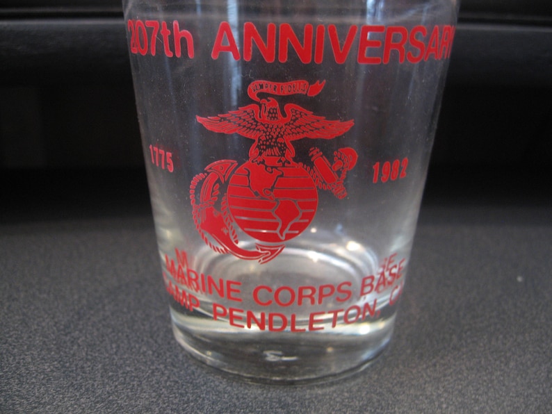 CA From 1982 Camp Pendleton Vintage 207th Anniversary Glass; Marine Corps Base