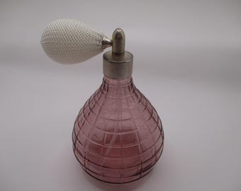 Vintage Lavender Glass Perfume Atomizer, Vanity