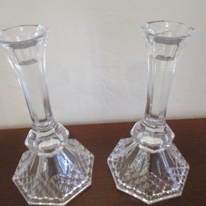 Vintage Glass Tall Taper Candle Holders-Set of Two, Home Decor, Tableware, Candlesticks