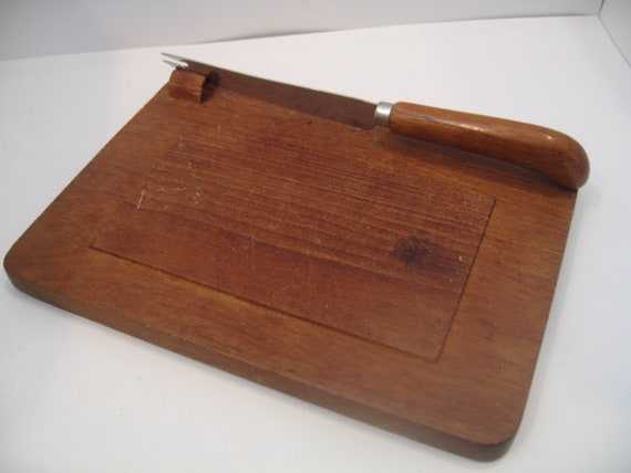 Vintage Swedish Wooden Cheese Board With Knife Vintage Swedish Wooden Cheese Board