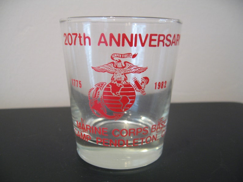CA From 1982 Camp Pendleton Vintage 207th Anniversary Glass; Marine Corps Base
