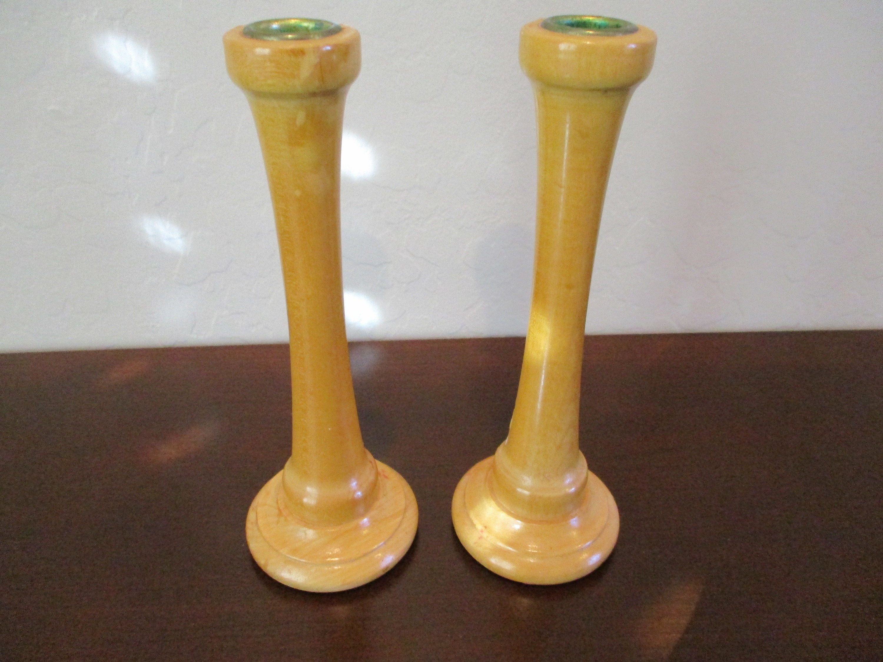 Vintage Wooden Taper Candle Holders - Set of Two - Etsy
