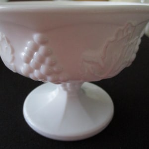 Vintage Milk Glass Dessert Cups: Grape Leaf Design, Set of 4
