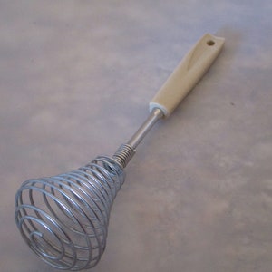 Primitive Antique Whis, Flour Wand, Unusual Wire Whisk Hand Held Egg Beater  Spring Wire Whisk Sweden Expandable / Coil Spring Whisk 